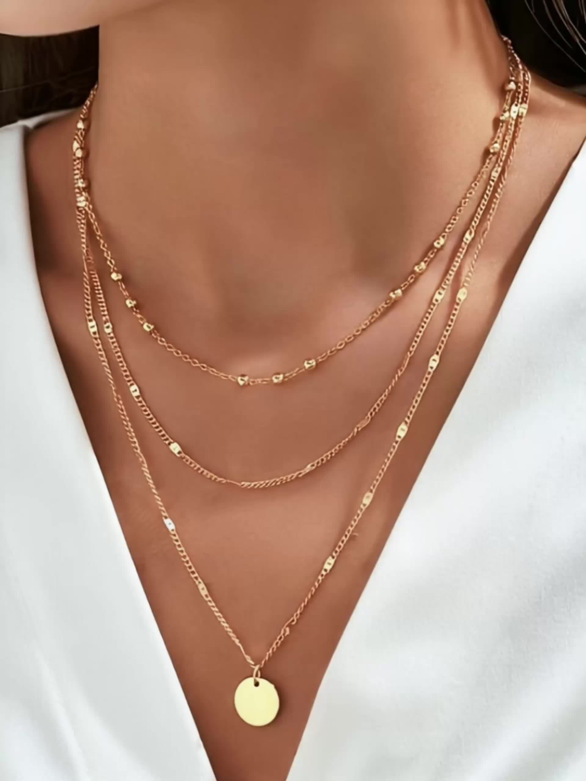 Women's Three-layer Round Pendant Necklace Set